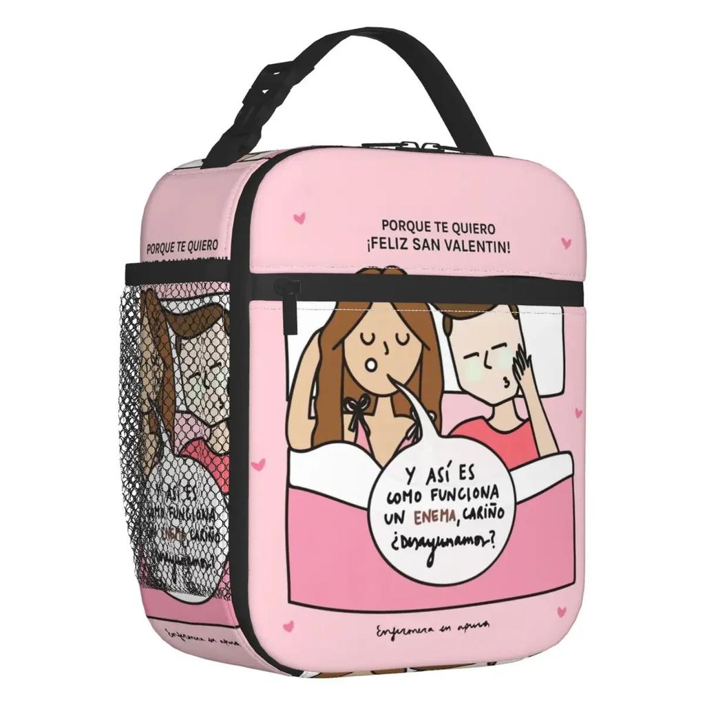 Cartoon Ladies Nurse Doctor Printed Portable Lunch Box for Women Multifunction Cooler Thermal Food Insulated Lunch Bag