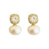 Ktlt/French style Retro Pearl Stud Earrings Women Light Luxury Niche Design High Sense Earrings Temperament Internet Celebrity Earrings Fashion
