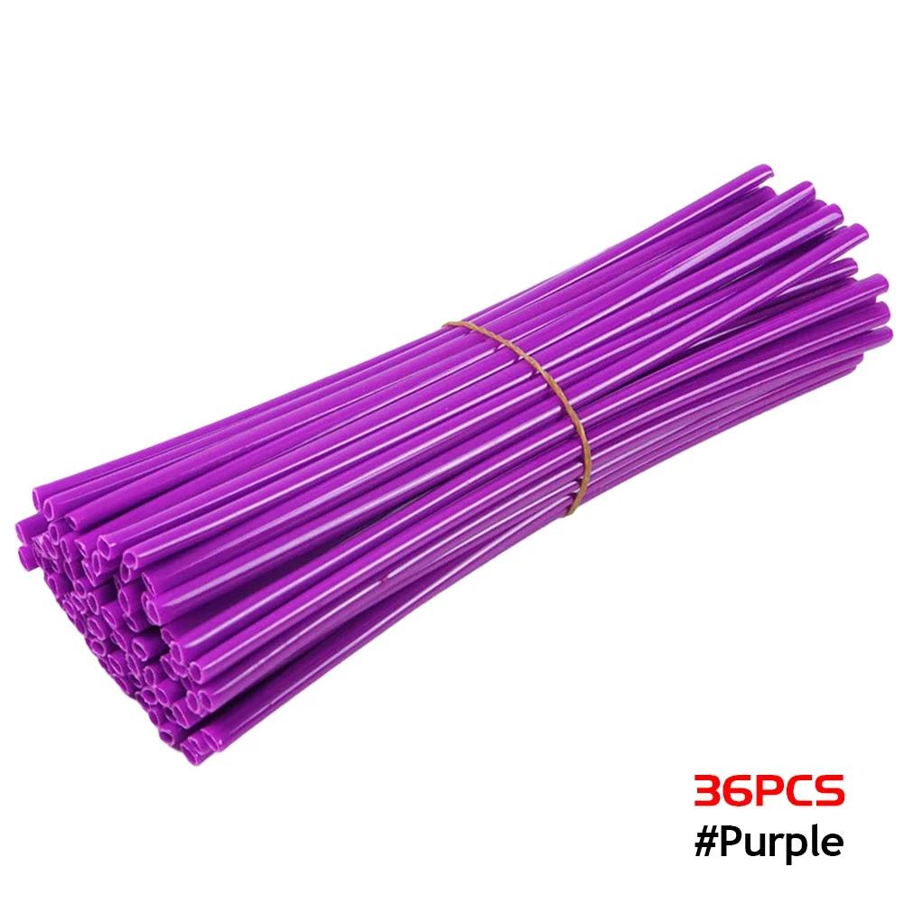 

36 шт. защитных оберток для спиц велосипедного колеса, комплект оберток для спиц обода колеса 17 см для мотоцикла, цветные обода, отделка кожи, чехлы для труб фиолетовый