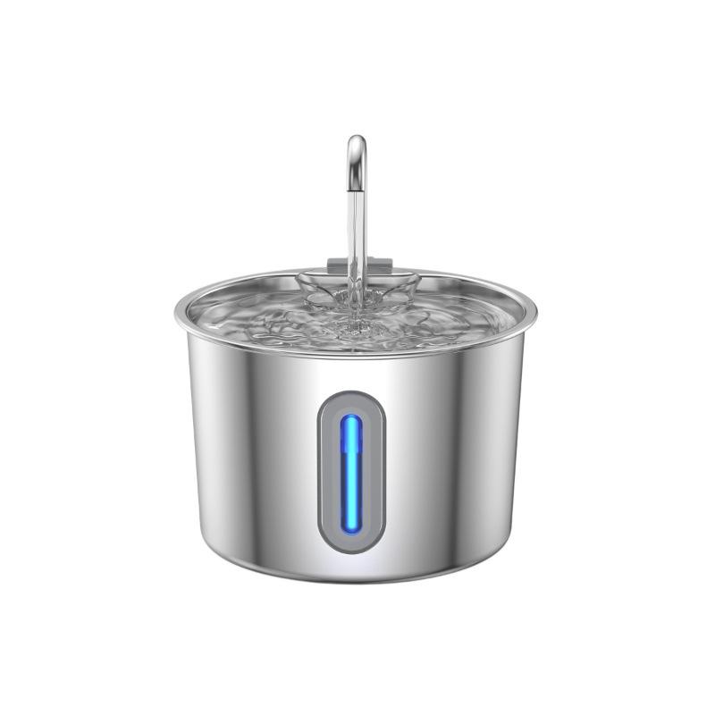 Pet Water Fountain 2.2L 304 Stainless Steel with Automatic Water Flow Pet Water Dispenser for Dog and Cat Drinking Water