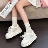 Leather mesh white shoes women's summer thin breathable light thick sole increase small casual sports board shoes