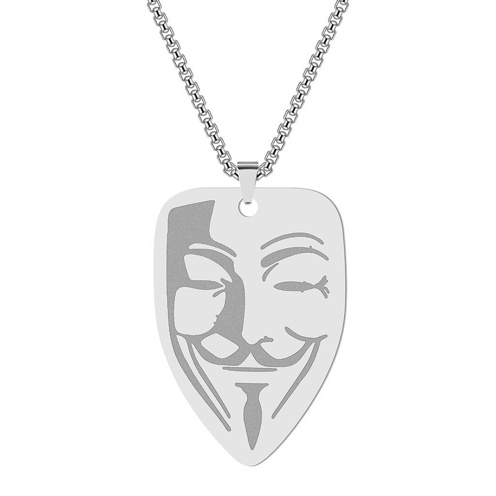 European and American Clown Mask Pendant Necklace Men's Simple and Trendy Titanium Steel Necklace
