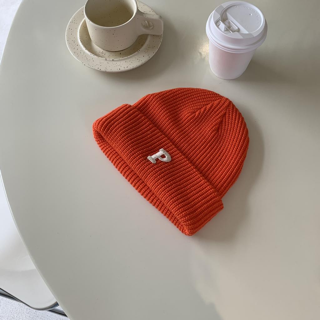 All-match Letter Knitted Wool Hat for Women Korean Style Autumn and Winter Warm Fashion Bag Head Hat