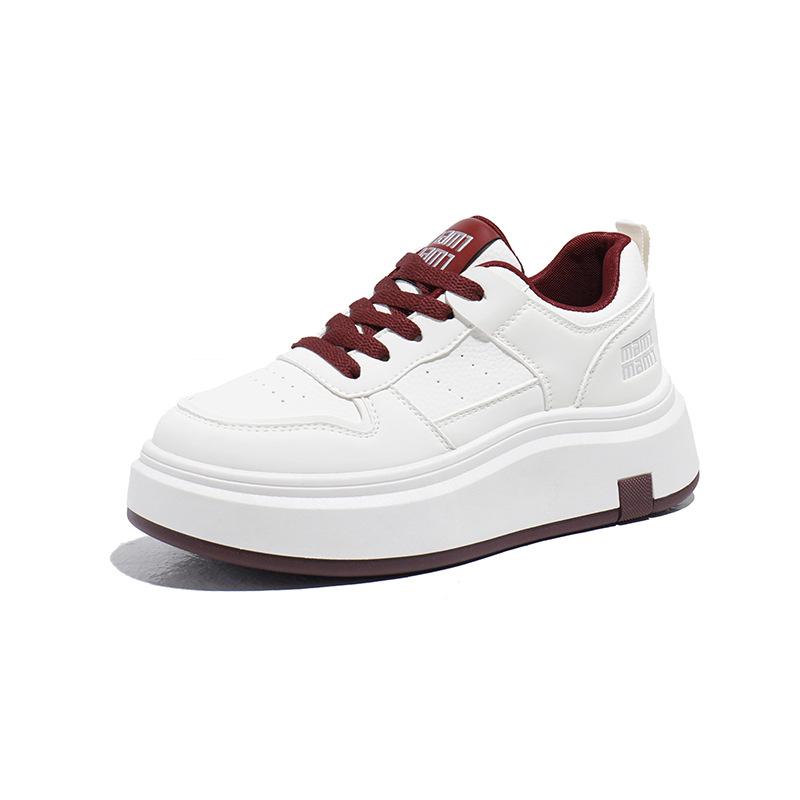 Chunky Platform Sneakers for Women Casual Non-Slip Lace-Up Lightweight Walking Shoes Women's Breathable Comfortable PU Leather Running Tennis Sneakers