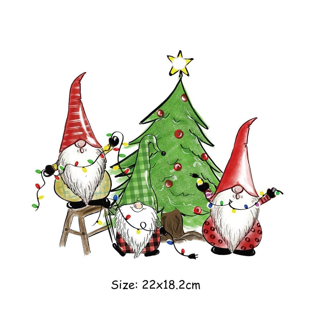 Thermal Transfers Merry Christmas Clothes Stickers Diy Parches Ropa Hoodies T-Shirt Heat Press Appliqued Appliques Stickers