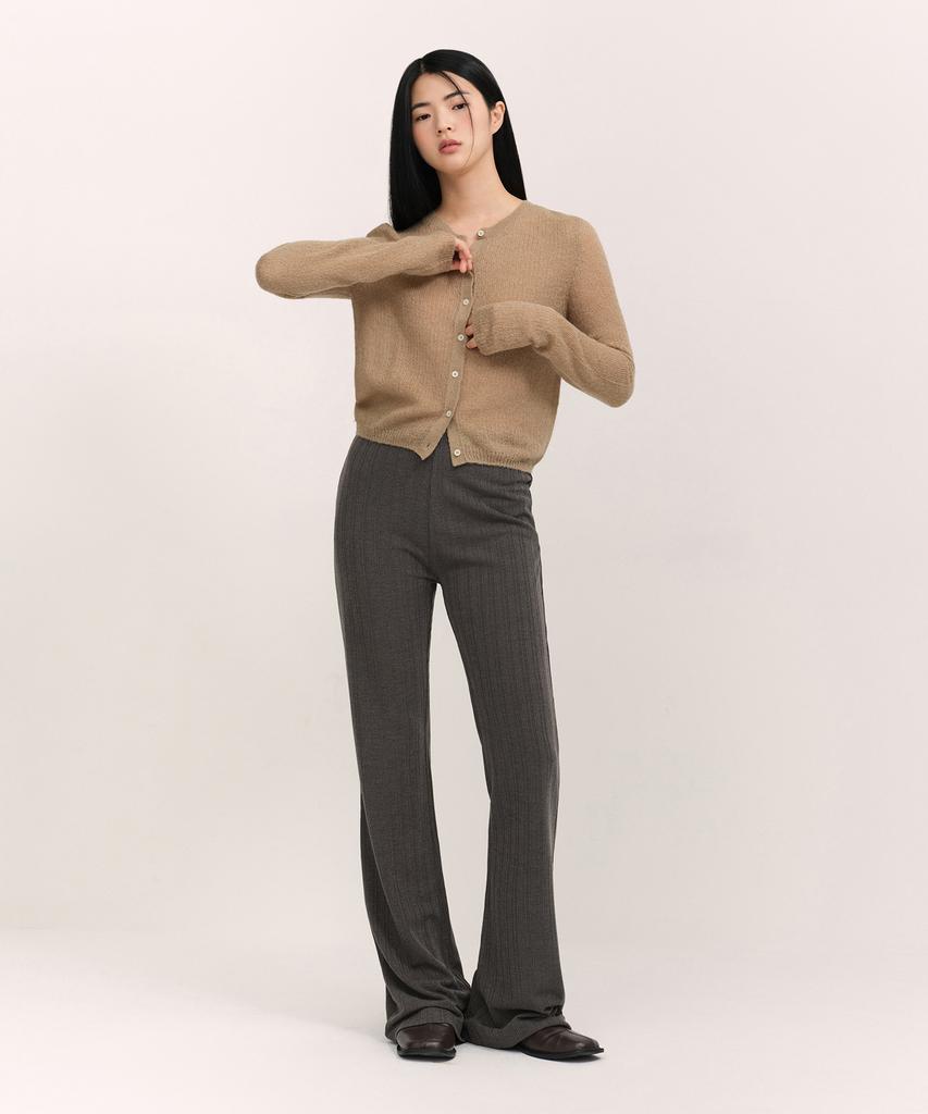 MUSINSA STANDARD WOMAN Women'S Vertical Textured Wrap Skirt Jersey Pants [Grey]