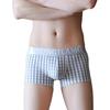 Men Casual Underwear Mid-rise Letter Plaid Print Patchwork Design Shorts Briefs 3D U-convex High Elasticity Panties