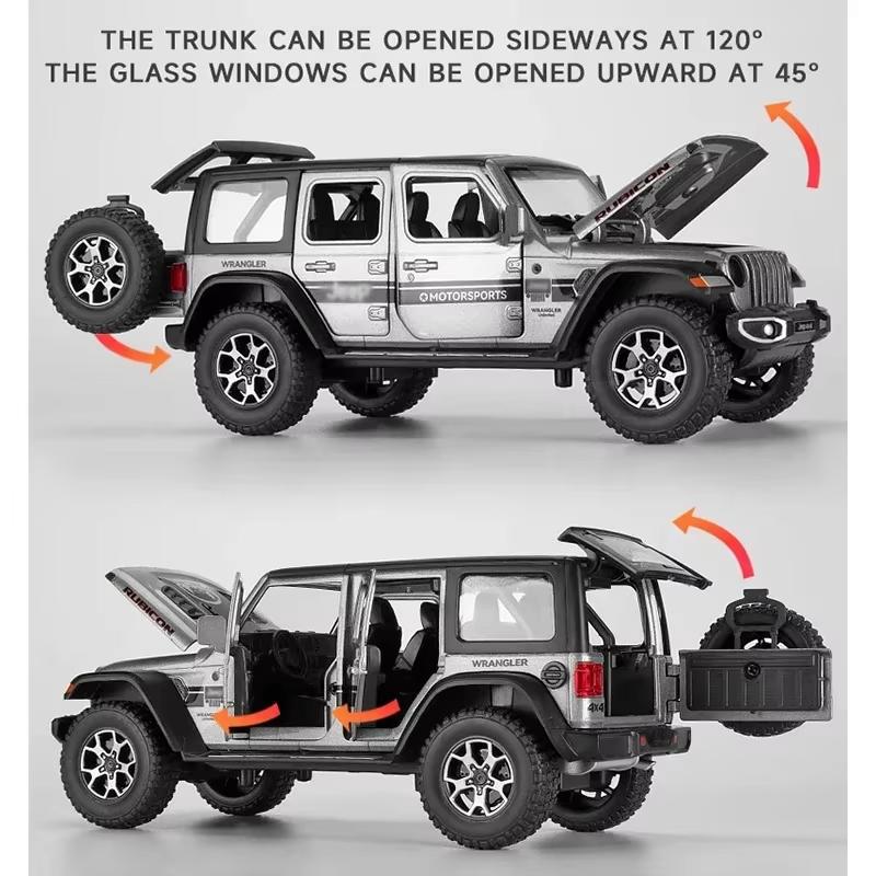 1:22 Jeeps Wrangler Rubicon Alloy Diecasts & Toy Vehicles Metal Toy Car Model Sound and light Pull back Collection Kids Toy Gift