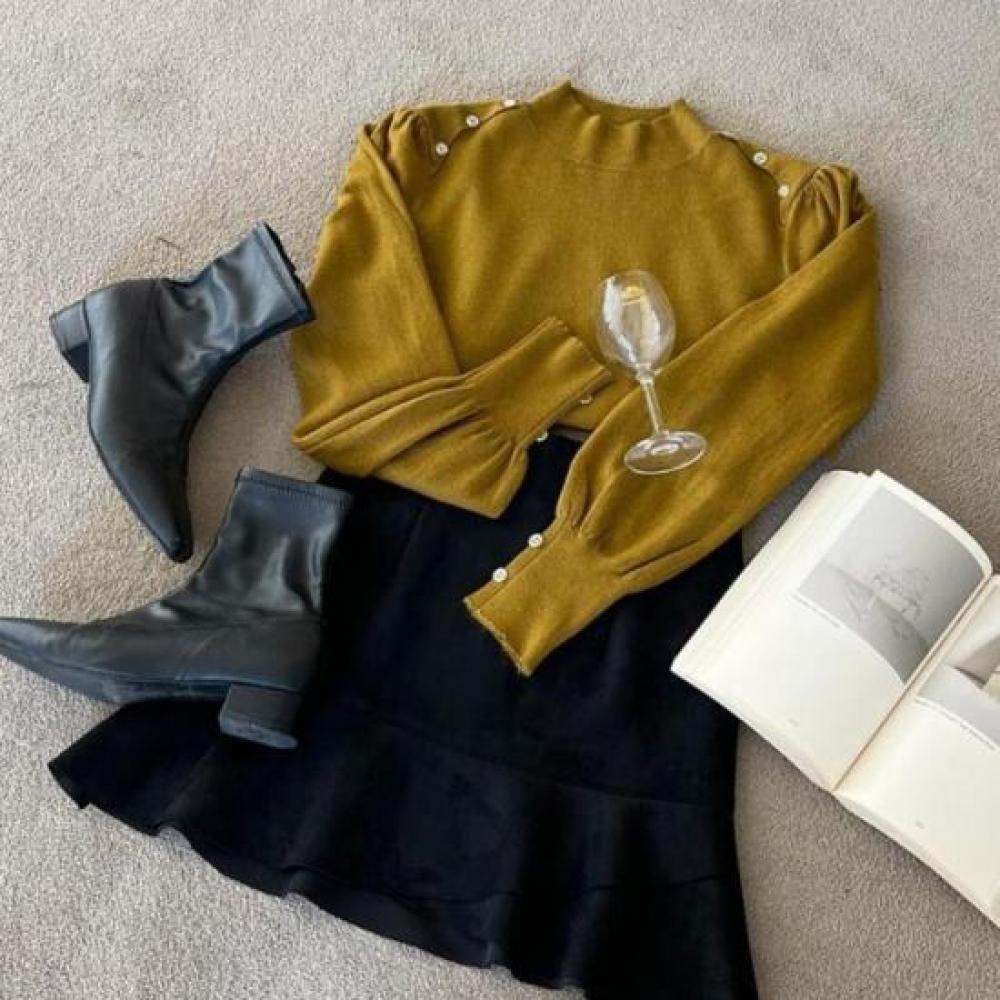 New Arrivals Open Run Women Long Sleeve Mock Neck Sweater Volume