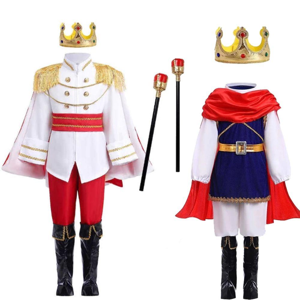 Role Playing Prince Cosplay Dress Suit King Prince Kid Crown Cane Party Costume  Children