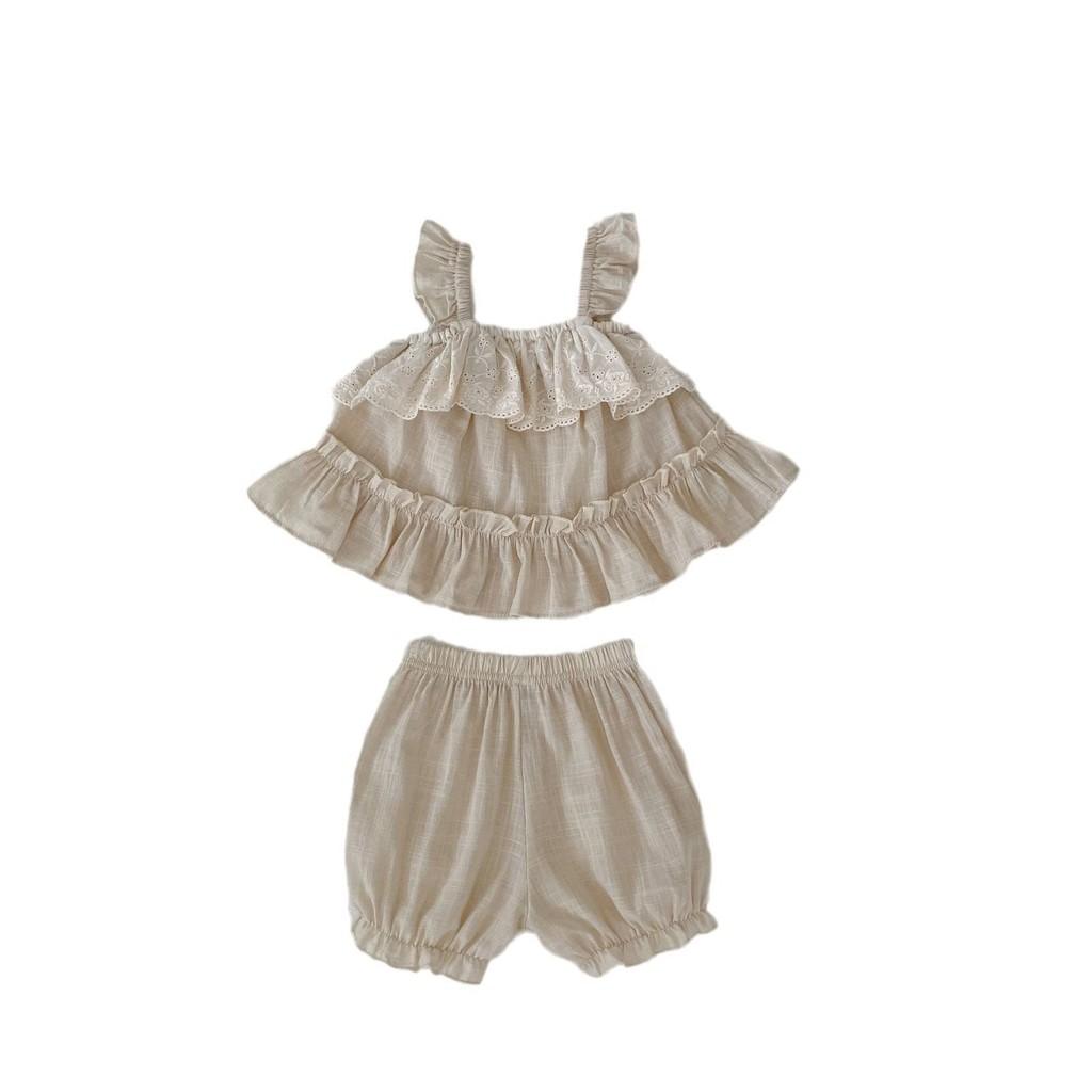 Sweet Summer Baby Girls Two Piece Outfit Set With Sleeveless Top And Shorts For Ages 1 To 3