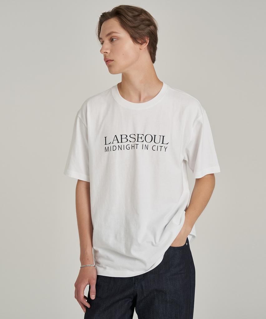 LAB101 Seoul Light Logo Cotton Short Sleeve T-Shirt - White