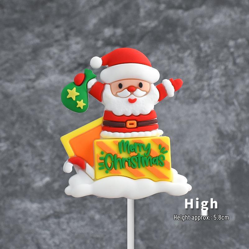 Popular Soft Glue Christmas Cake Ornaments: Santa Claus & Snowman Inserts for Holiday Party Desserts
