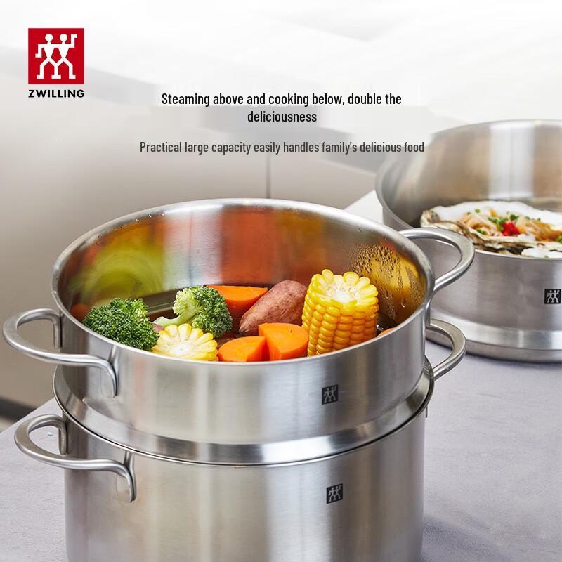 ZWILLING 24cm 3-Piece Stainless Steel Deep Stockpot & Steamer Set
