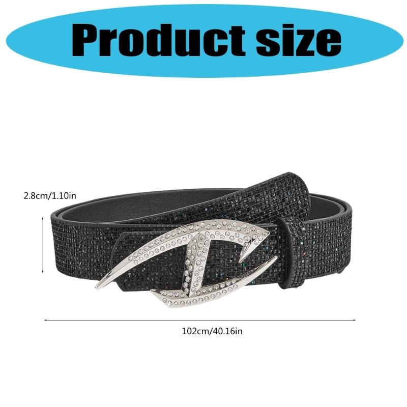 Elegant Rhinestones Studded Women Waist Belt Wide Band For Evening Parties And Casual Outings With Unique Buckles Design