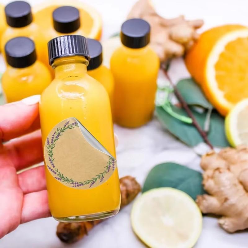 2oz Small Glass Bottles with Lids & Brush, 60ml Mini Boston Round Sample Bottle for Juice Ginger Shot Oils Potion Whiskey Liquid