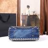 New Women'S Fashion Washed Denim Tote Bag, Large-Capacity Elegant Diamond-Encrusted Single-Shoulder Crossbody Bag