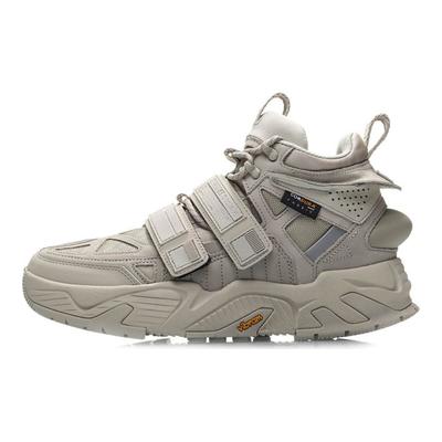 Li Ning New York Fashion Week Travel Comfortable Sports Non-Slip Wear-Resistant High-Top Retro Basketball Shoes Men Sneaker Oyster-Gray AGBP083-9