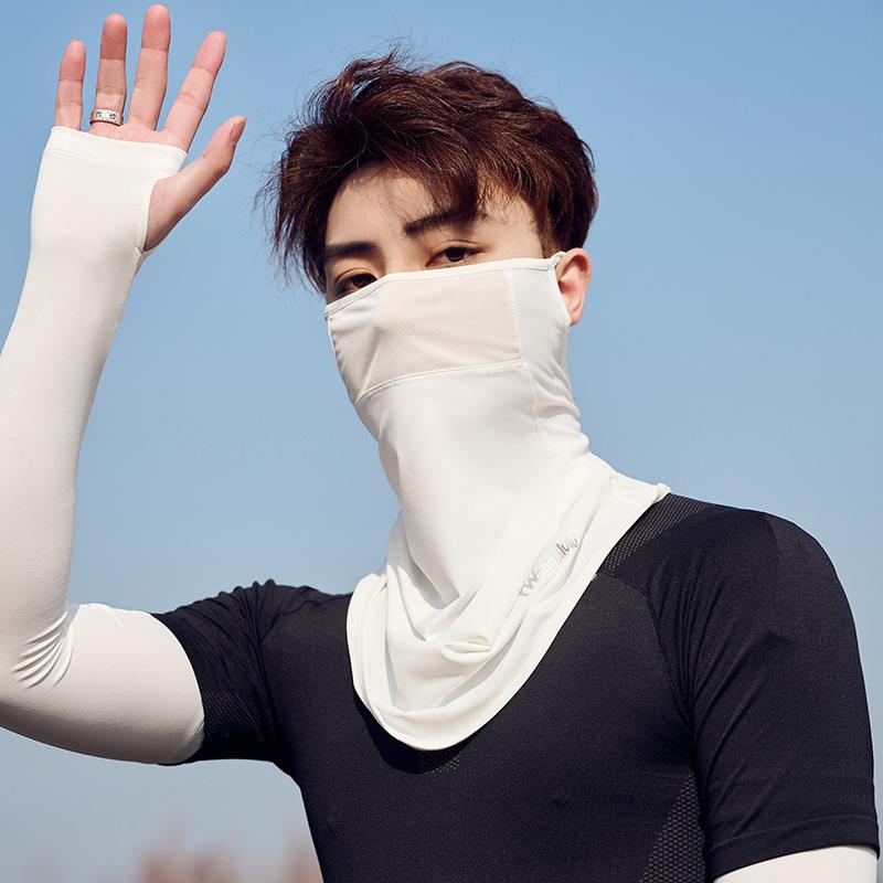 Sunscreen Mask Men s Half Face Cover Men s Shawl Mask Summer Ear Veil Cycling Face Towel Neck Protective Face Mask белый