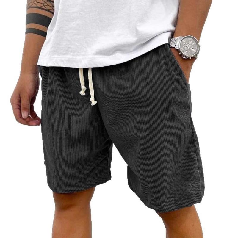 Summer New Men's Casual Comfortable Drawstring Corduroy Retro Shorts