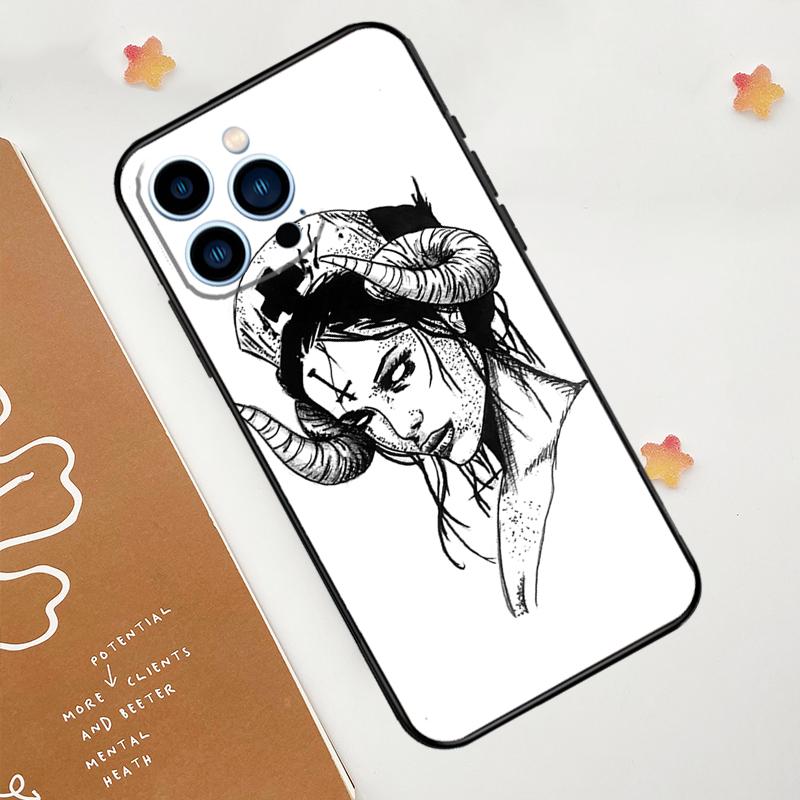 Dämonische Nonne Teufel Satan Kreuz Handyhülle Für iPhone 17 Pro Max 14 13 12 11 15 16 Pro Max mini 16 Plus 16e 17 Air Funda