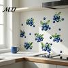 Dekorative Aufkleber für Glastüren Blaubeer-Wandaufkleber, Abziehbar und Aufklebbar Aquarell-Frucht-Aufkleber, Abnehmbare Boho Wasserdichte Fensteraufkleber Kunst Baby