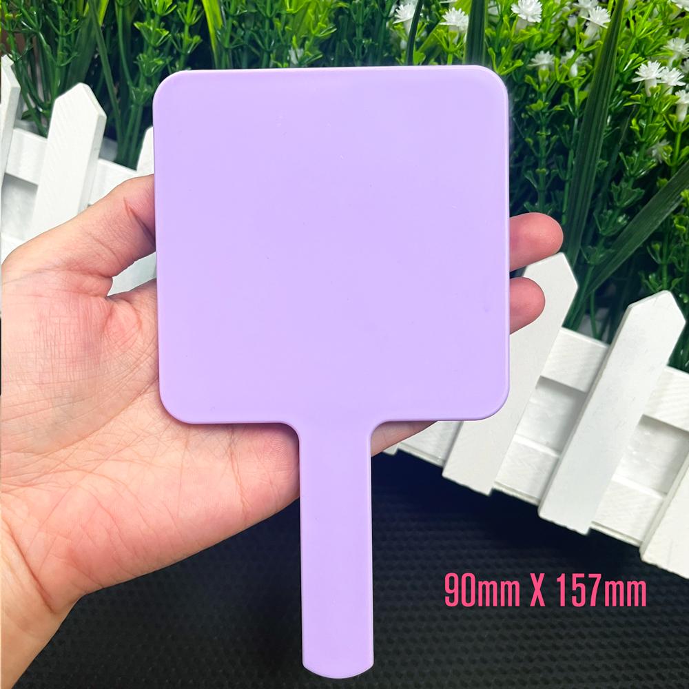 Low Moq Heart pink Shade Mirror for Makeup Custom logo Handle Makeup Colorful Cosmetic Mirror