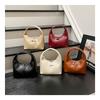 New Vintage Faux Leather Shoulder Bag, Small Dumpling Crossbody Purse, Soft Handbag with Zipper Closure