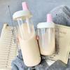 500/850Ml Water Bottles Juice Milk Plastic Cup With Lid Straw Bubble Tea Coffee Cups Transparent Large Capacity Drinkware