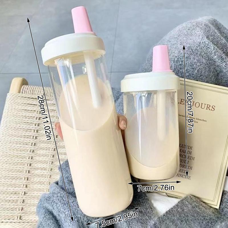 500/850Ml Water Bottles Juice Milk Plastic Cup With Lid Straw Bubble Tea Coffee Cups Transparent Large Capacity Drinkware
