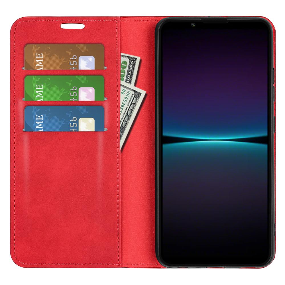 

For Sony Xperia 1 VI Case Skin Touch PU Leather Drop Protection Phone Cover Red