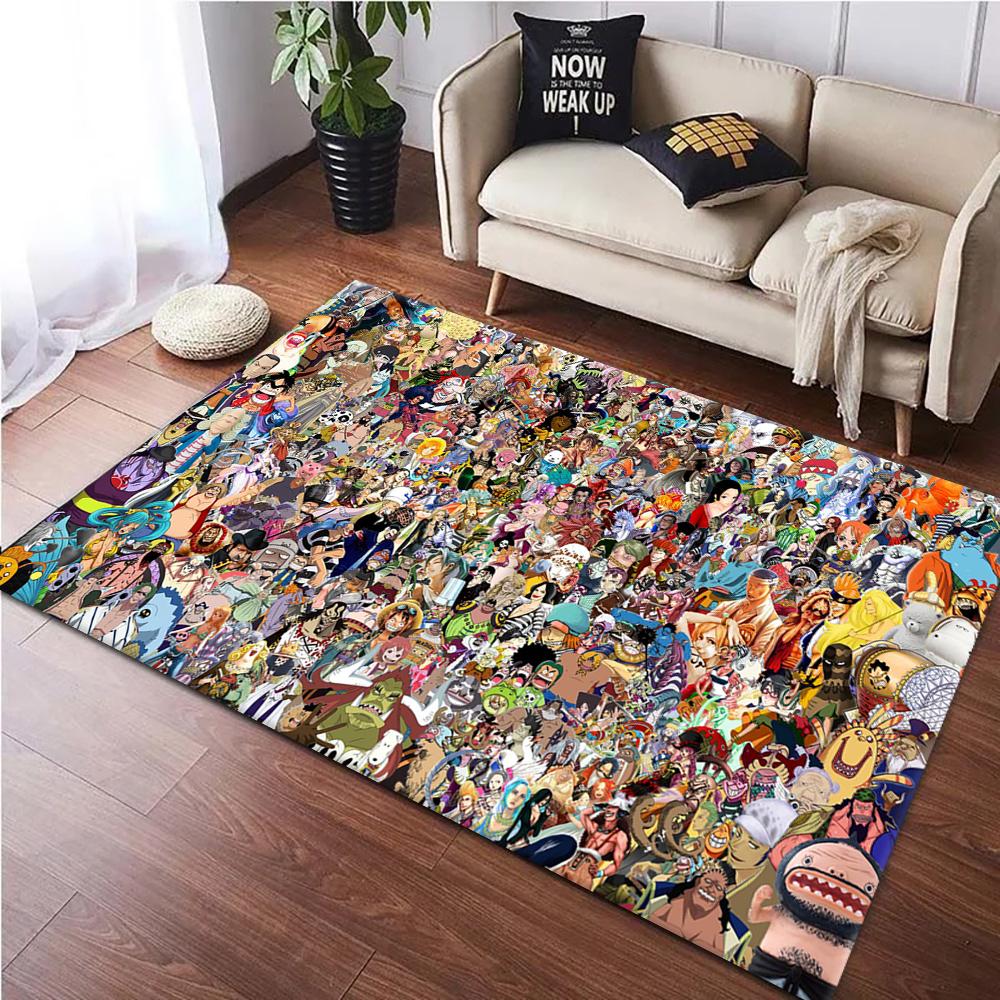 Hot 3D Game One P-Piece Luffy Cartoon Anime Carpet Rug for Living Room Art Decor Sofa Home Kids Game Area Rug Non-slip Floor Mat