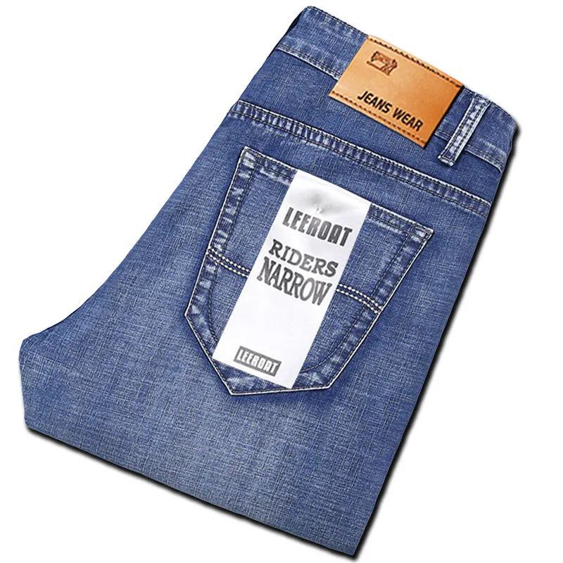 Herren Stretch Slim Fit Blaue Straight Leg Jeans - Frühling/Herbst Lässige Lange Hosen