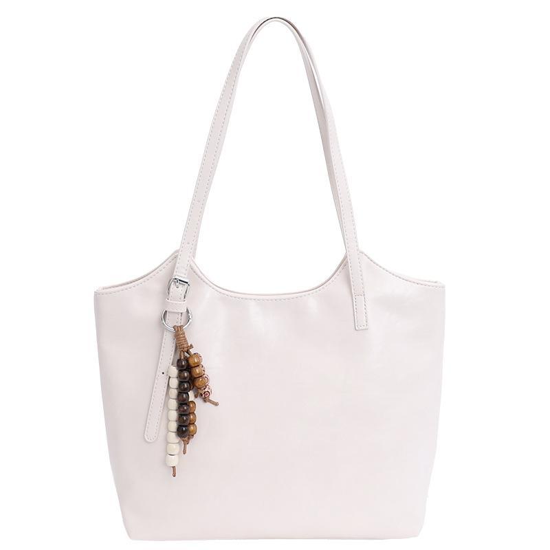 

Ретро сумка, женская, большой вместимости, универсальная, простая одноплечевая сумка, повседневная и модная сумка-тоут для поездок на работу without pendant белый