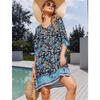 2025 Summer Short Sleeve Printed Women's A-line Dress Split Loose Casual Simple Vintage Party Floral Bohi Dresses Elegant Tassels Holiday Clothing