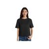 Li Ning Fitness Series Solid Color Short Sleeve Round Neck T-Shirt Women Tops Black ATSS412-3