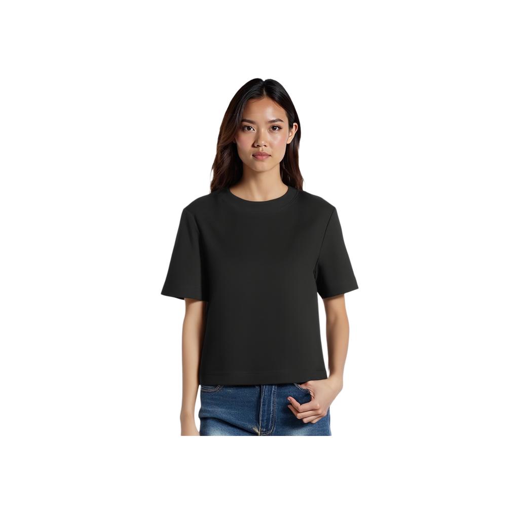 Li Ning Fitness Series Solid Color Short Sleeve Round Neck T-Shirt Women Tops Black ATSS412-3