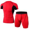 Men's Elastic  Fitness T-shirt Fast Drying Tops Short  Pants Sports Tight Suit
