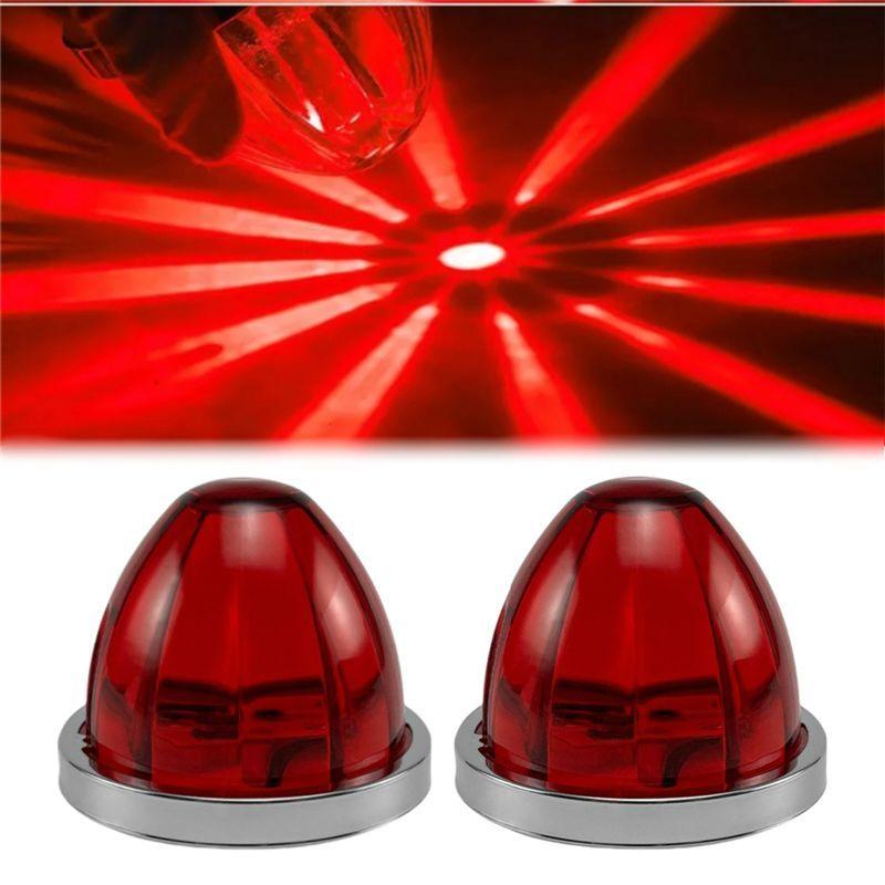 2PCS LED Brake Lamp Turn Signal Side Marker Indicator Watermelon Lights Under Glow Wheel Lights For Semi Truck Trailer Red-A87Q