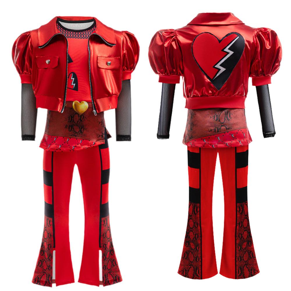 Descendants 4 4-Piece Kids Red Formal Dress Halloween Stage Performance Costume