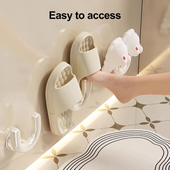Yousheng 2PCS Shoe Rack U Shape Suction Cup Hook Non-Slip Stable Support No Drilling Slipper Rack for Towels