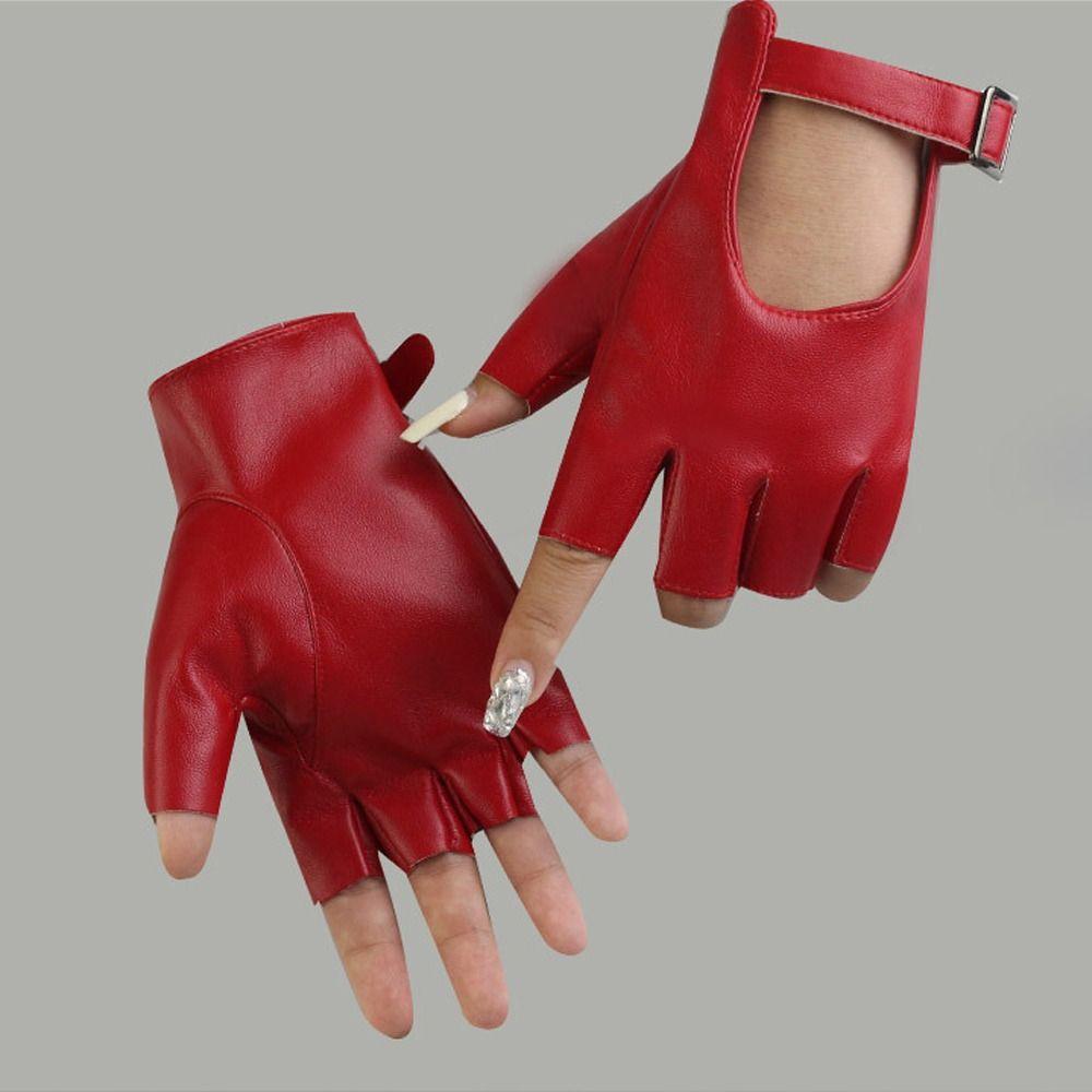 Waterproof Fingerless Gloves Square Buckle Driving Gloves Half Finger Gloves Stage Performances