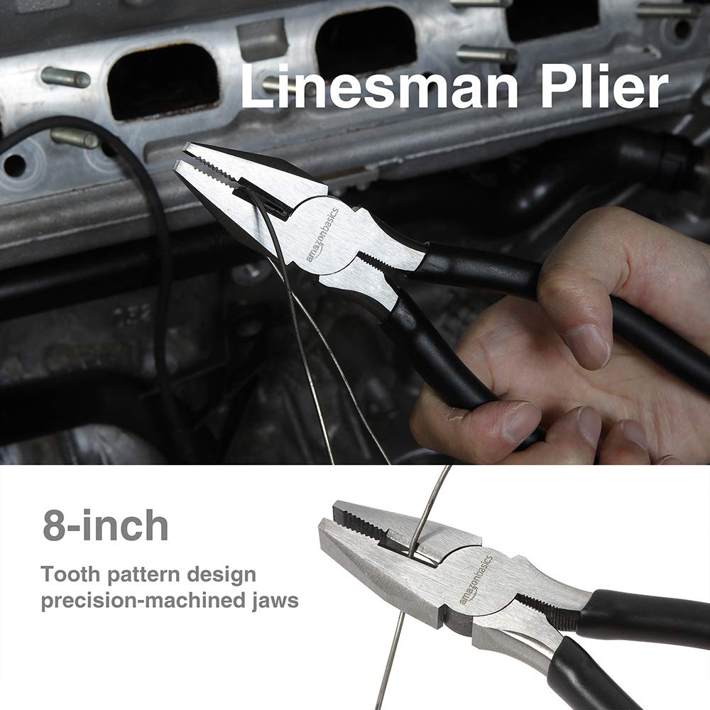 Amazon Basics Pliers Black and Silver 4-Piece Set,