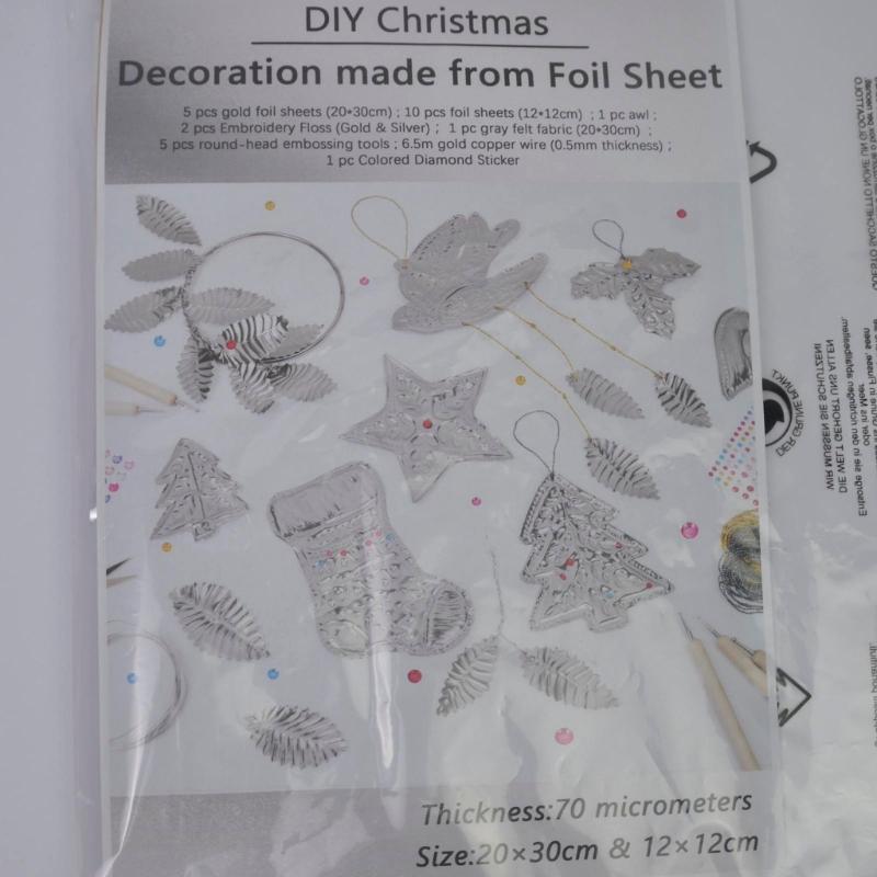 Handmade Aluminum Foil Holiday Decorations Set Foil Embossed Christmas Ornament For Home And Office Christmas Tree