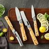 SENBON 440A Steel Folding Outdoor Camping Olive Wood Camping BBQ Set Knife, Portable, Knife, Knife, Handle, Travel, Petit, 4-Piece