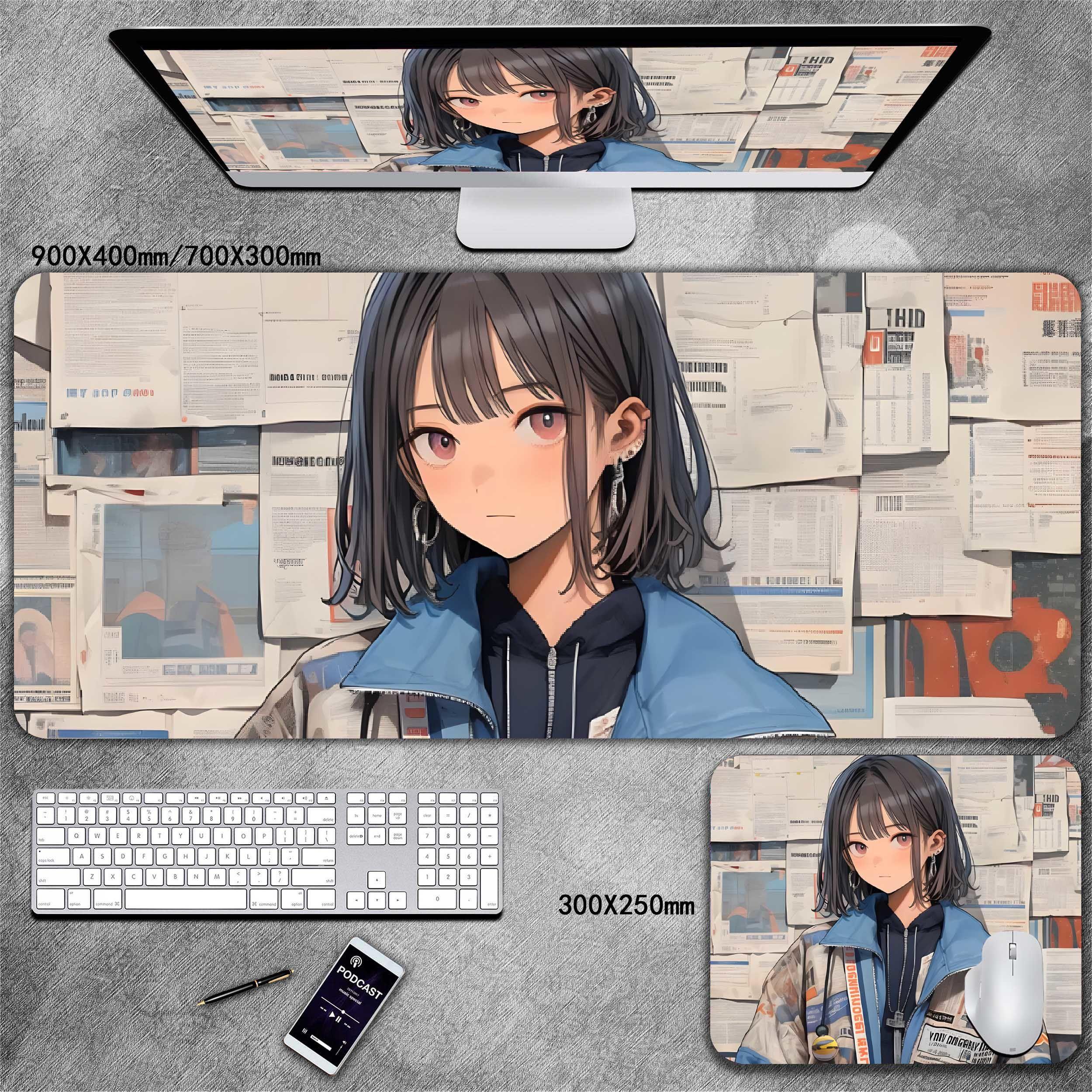 

Газетный фон, коврик для мыши с изображением девушки из аниме, дешево и изысканно.
