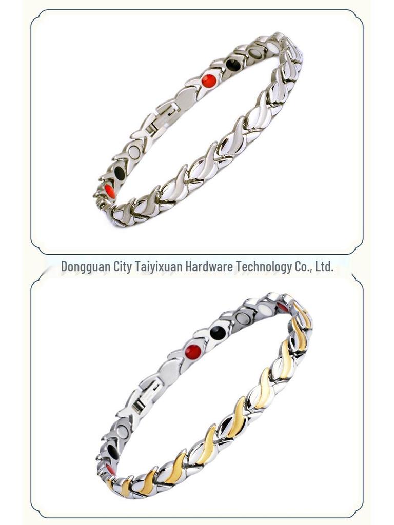 Unisex Stainless Steel Titanium Germanium Magnetic Bracelet with Cross-Border Design