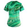 Women Fashion Spring And Summer Oil Painting Print V-neck Short Sleeve Workwear With Pockets Tops