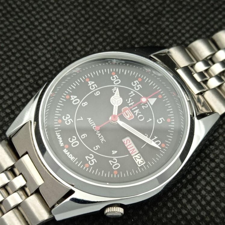 RENOVOVANÉ VINTAGE SEIKO 5 AUTOMATIC 6309A JAPONSKO PÁNSKÉ D/D ČERNÉ HODINKY a318636-9 Seiko-a318636-1