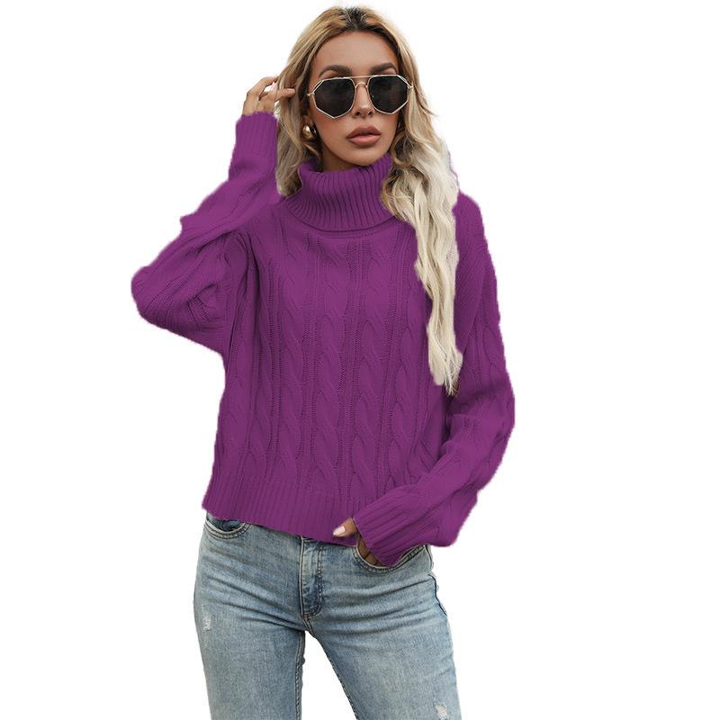 Women's Autumn and Winter Long-sleeved Versatile Knitted Sweater Top Multi-color